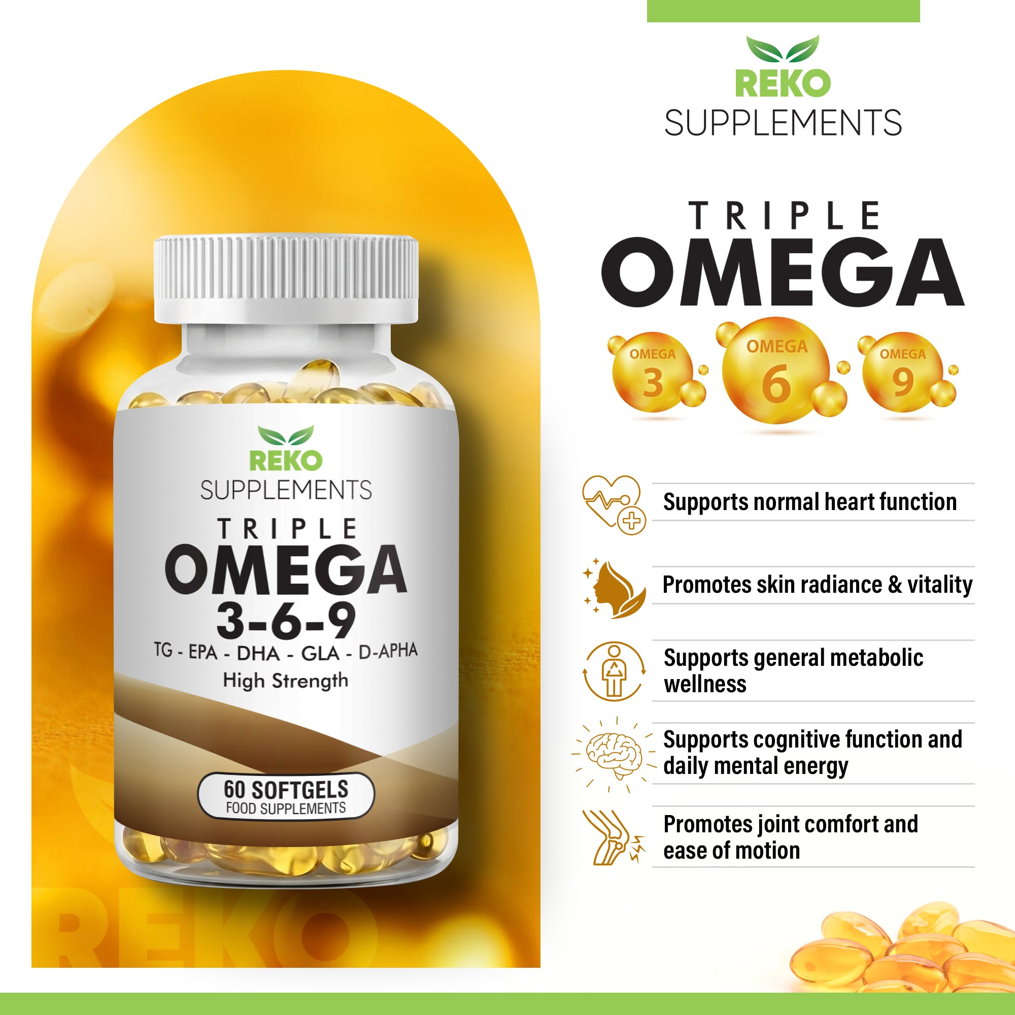 Reko Triple Omega 3-6-9 - Total Body Support for Your Busy Lifestyle