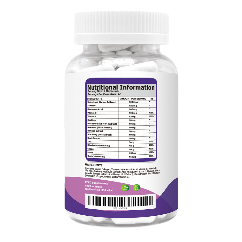 Marine Collagen – nutritional information label