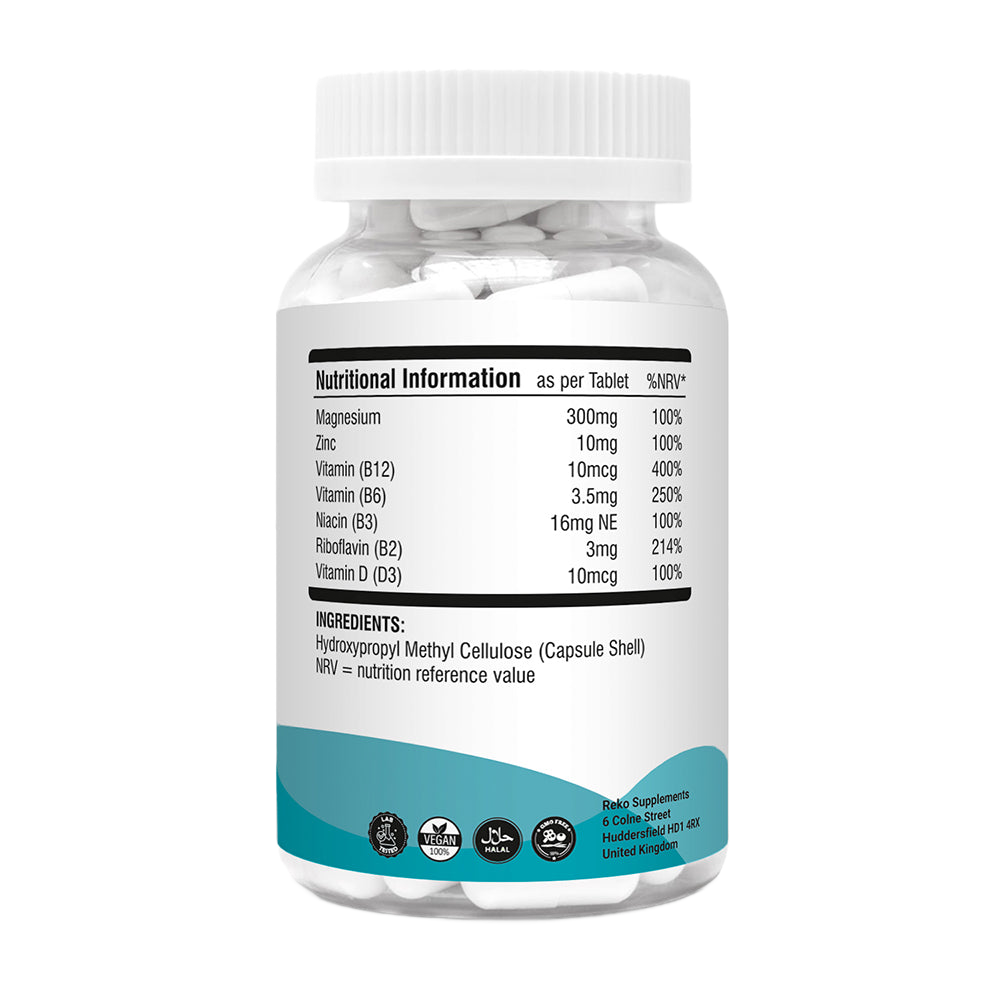 Magnesium & Zinc Complex – nutritional information label