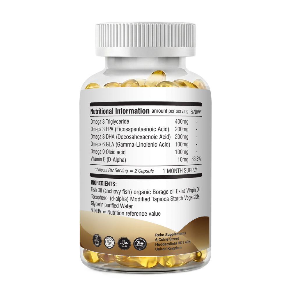 Triple Omega 3-6-9 – nutritional information label